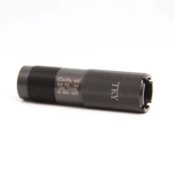 Carlson's Turkey Extended Choke Tube, black textured cylinder shown from the side