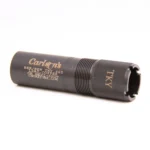 Carlson's Turkey Extended Choke Tube, bronze side view with threaded end and notched muzzle