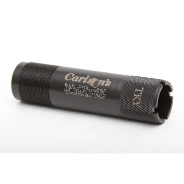 Carlson's Turkey Extended Choke Tube black side view with knurled band and notched end