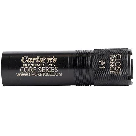 Carlson's Close Range #1 Choke Tube, black, angled side view with threaded body and notched end