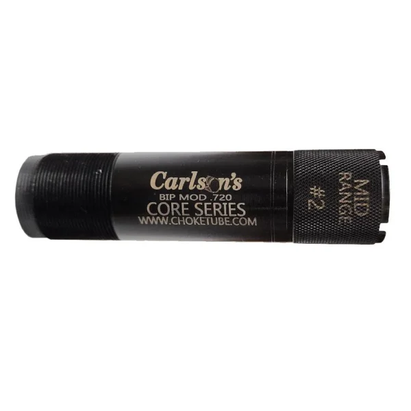 Carlson's Mid Range #2 Choke Tube, black side view with threaded end and white markings