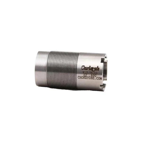 Carlson's Flush Extra Choke Tube for Winchester, silver side view with threaded body