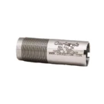 Carlson's Flush Full choke tube, silver side view with threaded body and notched rim