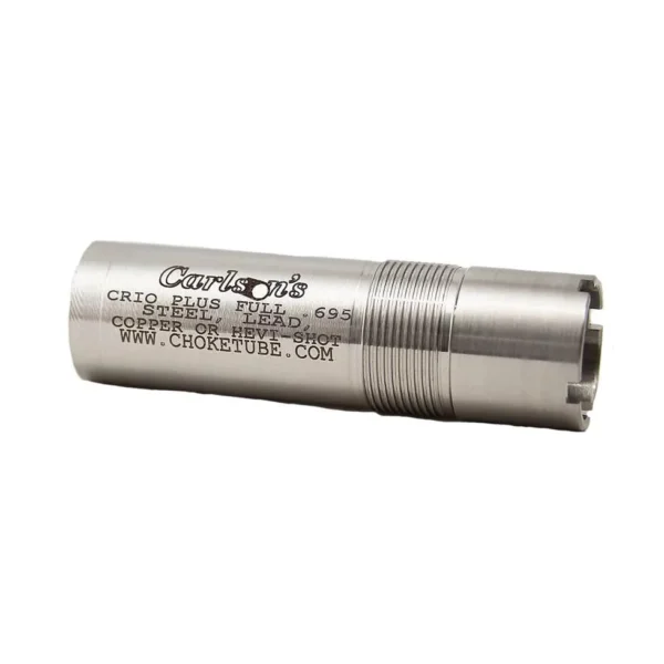 Carlson's Flush Full Cylinder Choke Tube, silver, side view with threaded ends