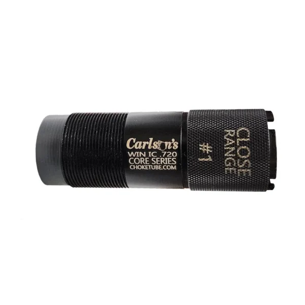 Carlson's Close Range #1 Choke Tube, side view of black threaded tube with knurled end