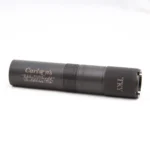 Carlson's Turkey Extended Choke Tube in black, side view with threaded section and notched end