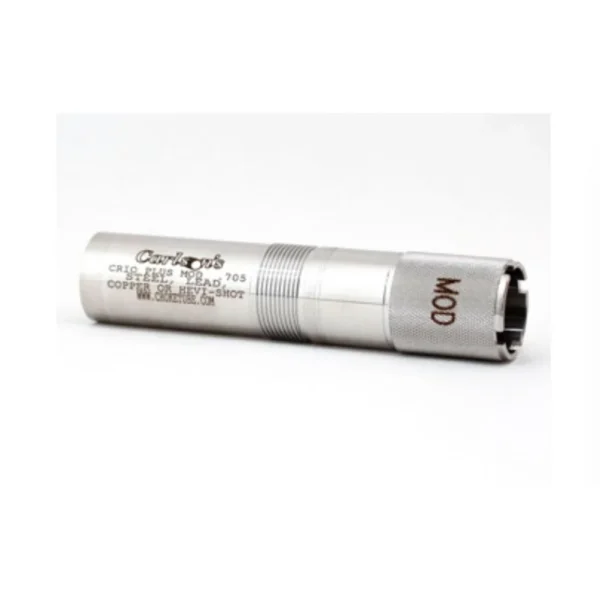 Carlson's Sporting Clay Improved Modified Choke Tube, silver tube with markings, side view