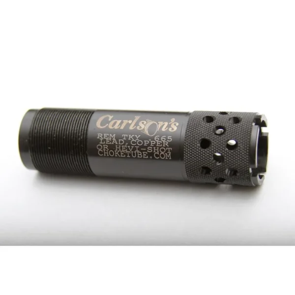 Carlson's Turkey Ported Choke Tube black metal tube with port holes, side view