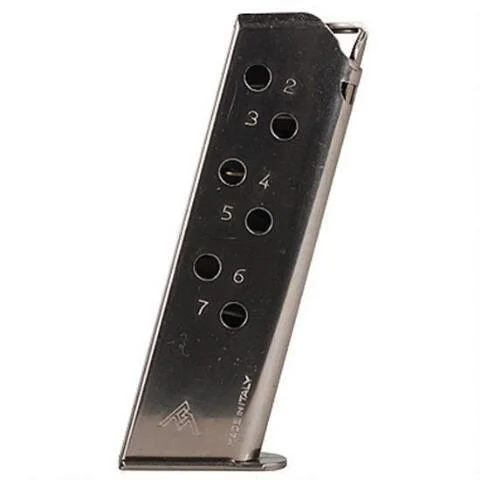 Walther PPK/S Magazine, angled view of nickel magazine with numbered witness holes