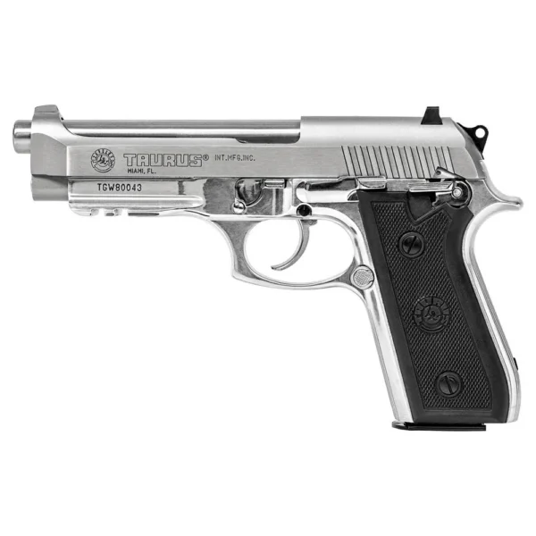 Taurus International Inc. Taurus 92 Handgun 9mm Luger 17rd Magazine 5" Barrel High polish Stainless Slide/ Black Grip