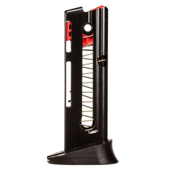 Taurus 22 TUC Handgun Magazine black magazine with red follower and visible spring, front view