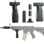 FAB Defense Mako Group quick release vertical grips, black grips, battery insert and mounted view