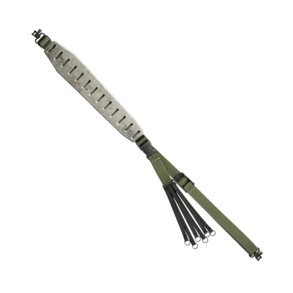 Blackpowder Products Inc-Quake Quake Claw 2.0 Game Hauler Rifle Sling Camo, angled view