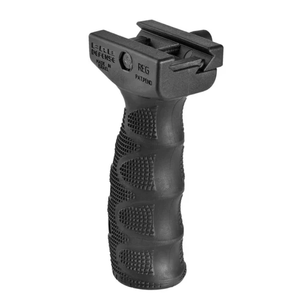 Fab Defense REG Rubberized Ergonomic Foregrip Black, angled front view with finger grooves