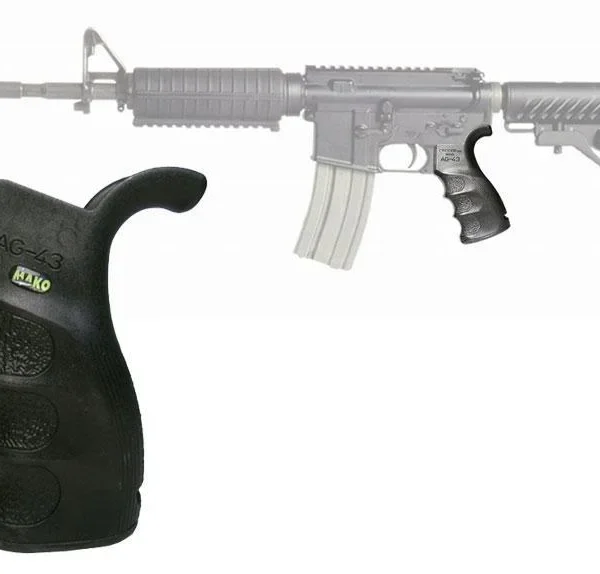 FAB DEFENSE INC. Mako Group AR15/M16/M4 Ergonomic Pistol Grip, black front view with finger grooves
