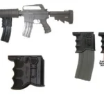 FAB Defense Mako Group AR-15 Quick Release Front Grip Magazine Adapter, black parts and use diagram