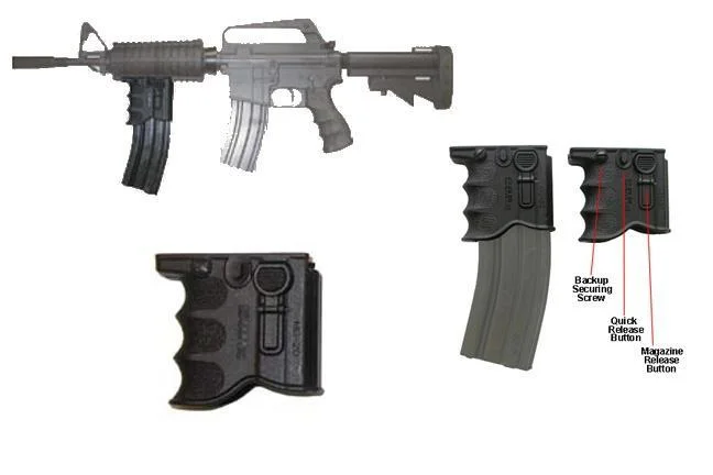 primary-38918 FAB Defense Mako Group AR-15 Quick Release Front Grip Magazine Adapter, black parts and use diagram