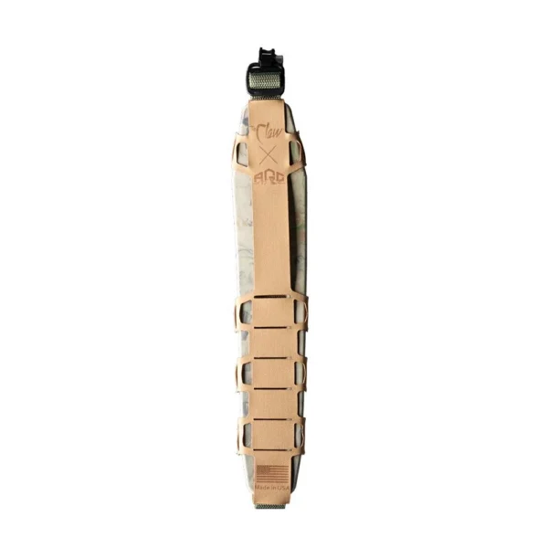 Blackpowder Products Inc Quake Quake Claw 2.0 Molle Panel Rifle Sling, tan camo front view