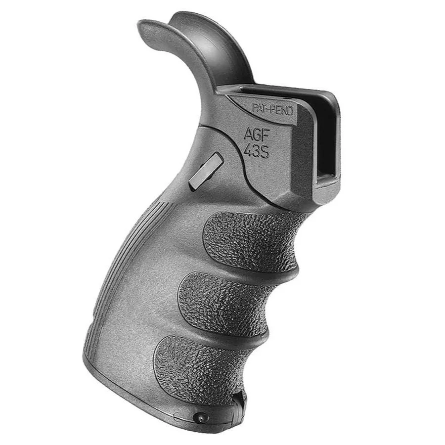 primary-38927 Fab Defense Tactical Folding Pistol Grip, black side view with finger grooves and folding hinge