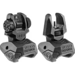 Fab Defense AR Flip-up Sights Front and Rear Black, angled view with both sights raised