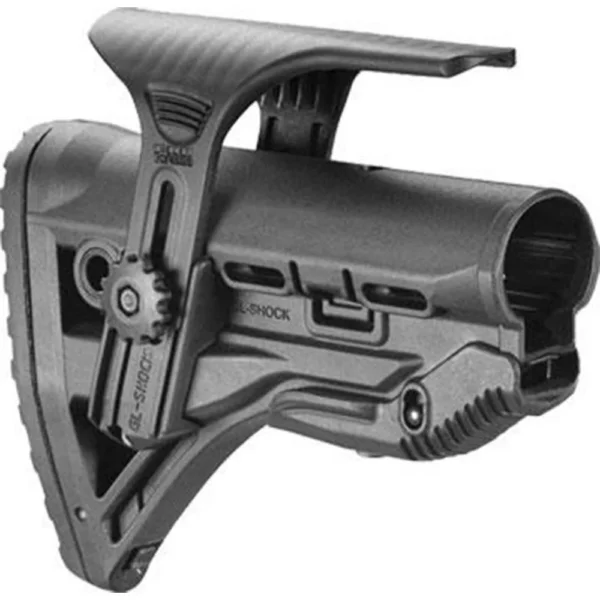 FAB Defense Mako Group Recoil-Reducing M4/AR-15 Stock, black left-side view with raised cheekpiece
