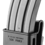 Fab Defense 5.56 Pouch M4 Magazine Pouch, black front view with silver magazine inserted