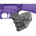 Fab Defense AGF-43S tactical folding grip, black side view mounted on a purple rifle