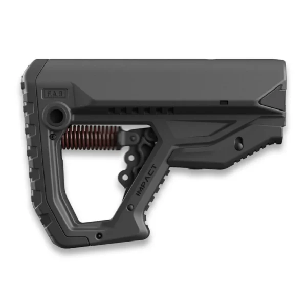 Fab Defense GL-Core Impact Rifle Stock Black, right-side view with angled buttpad and open frame