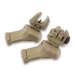 FAB Defense FRBS Offset Rifle Sights Kit Tan, two folded tan sights in angled views