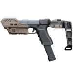 Recover Tactical S-PRO MG Conversion Kit, tan and black left-side view with brace and forward housing
