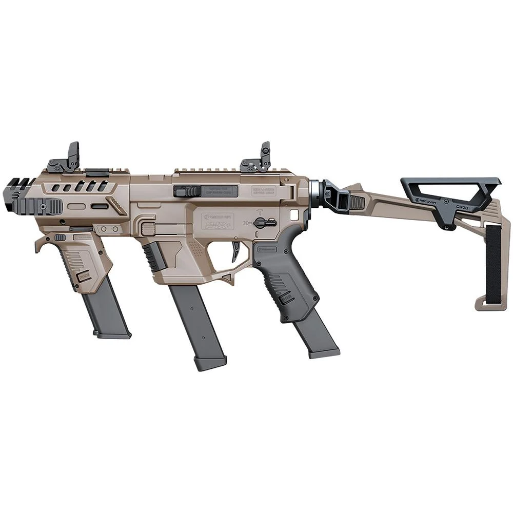 primary-39003 Recover Tactical P-IX+ tan conversion kit, right-side view with folding brace and vertical grip