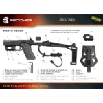 Recover Tactical 20/20N Stabilizer Kit with Brace Tan, parts diagram with brace and grip