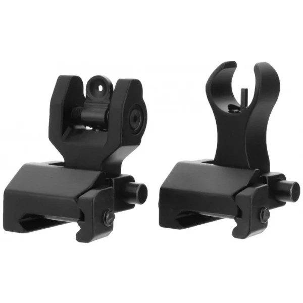 TacFire Same Plane Flip-Up Iron Sights, black front and rear sights shown raised