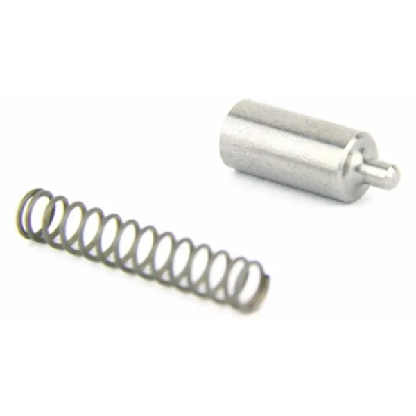 Tacfire Buffer Retainer Pin & Spring, silver pin and coiled spring on white background
