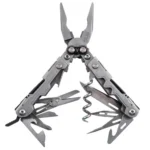 SOG Powerlitre Multi-Tool, silver open front view with pliers, blades and corkscrew