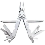 SOG Powerlock with V Cutter Multi-Tool, open silver tool with pliers and implements extended