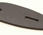 KICK-EEZ Spacer Pad, black oval pad with two mounting slots, angled top view