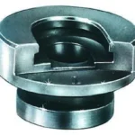 Lee Auto Prime Shell Holder #19, close-up top view of round silver and black metal holder