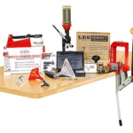 Lee Breech Lock Challenger Press Kit with red press, powder measure, scale and accessories