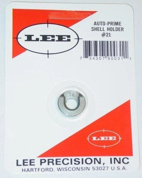 Lee Auto Prime Shell Holder #21, silver shell holder in red and white retail packaging