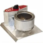 Lee Precision High Speed Melter, angled front view with silver pot, base and control dial