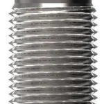 Lee Precision Quick Trim Pistol Die, front view of silver threaded die with black top