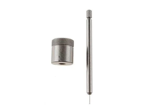 Lee Decapper & Base .22 Caliber, silver rod and cylindrical base shown separately