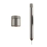 Lee Decapper & Base, silver decapping rod and cylindrical base shown separately