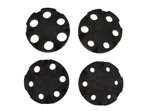 Lee Double Disk Kit, four black circular powder disks with different-size openings