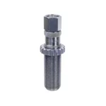 Lee Long Charging Die, silver upright view with threaded body, hex top and adjustment ring