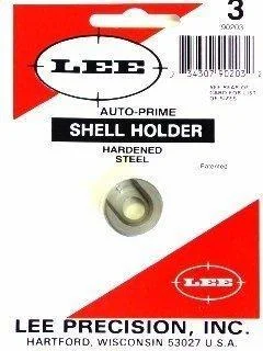 Lee Auto Prime Shell Holder #3 in silver, front view in red and white retail packaging