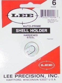 Lee Auto Prime Shell Holder #6, round silver shell holder in red and white retail packaging