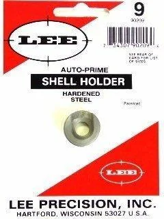 Lee Auto Prime Shell Holder #9, silver holder displayed in red and white retail packaging