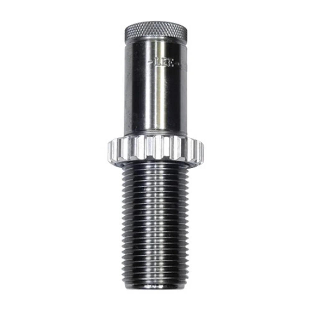 primary-39374 Lee Precision Quick Trim Rifle Die, silver metal side view with threaded body and knurled top